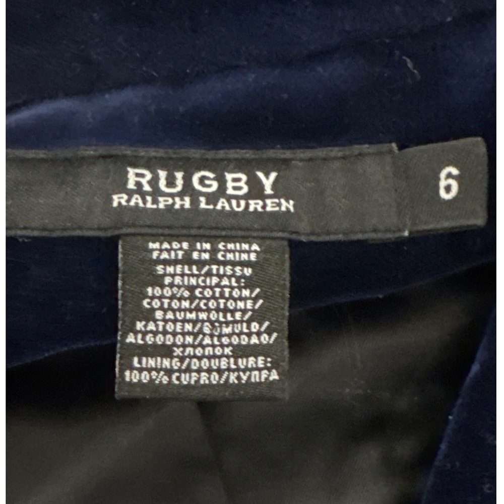 RARE RUGBY Ralph Lauren Navy Velour Blazer Jacket Womens Size 6 Preppy Old Money - Picture 8 of 8